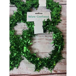 New 4 Green Metallic Wire Christmas Tree Garland 21 Feet‎